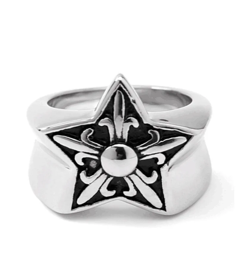 Large Vintage Men\'s Silver Color Titanium Stainless Steel Fashion Party Jewelry Hip Hop Rock Biker Punk Rings Wedding Gift