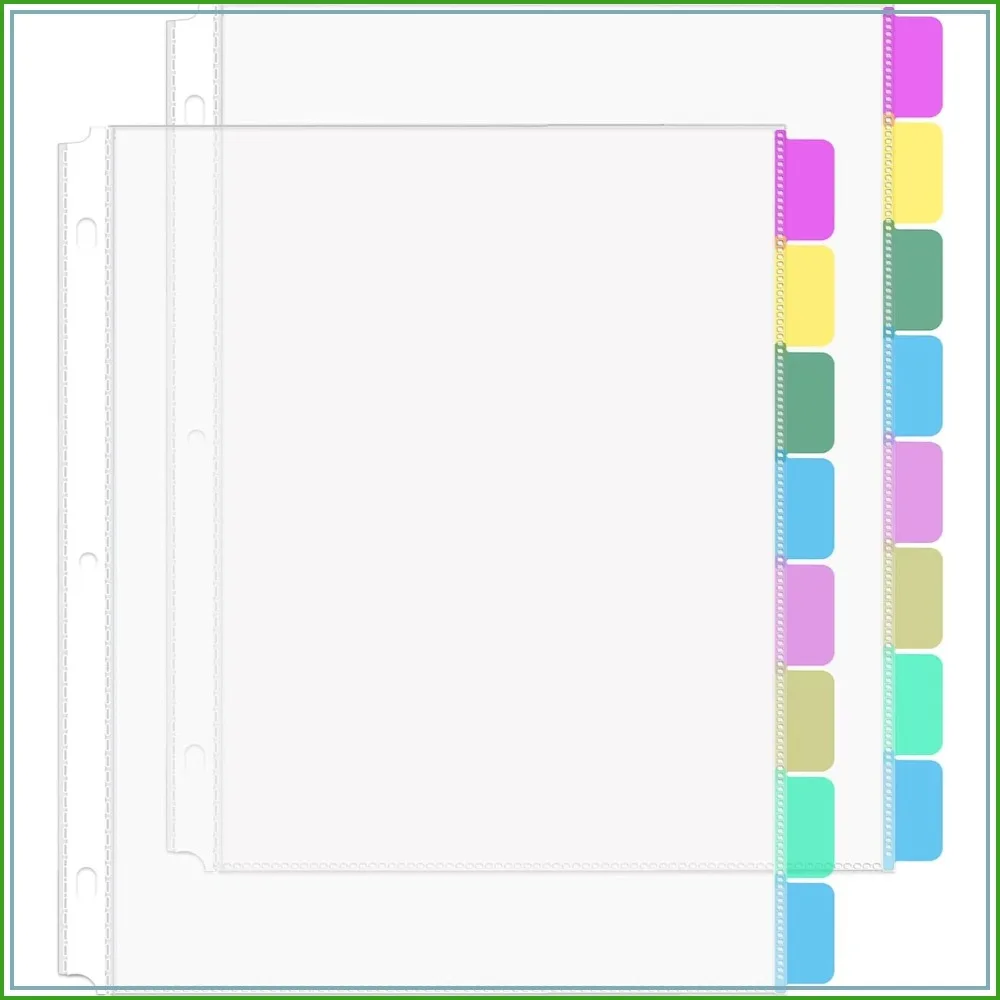 

16 Pcs/2 Set Clear Sheet Protectors for 3 Ring Binder Letter Size, 8 Tab Plastic Dividers with Pockets, Page Protectors 8.5x11