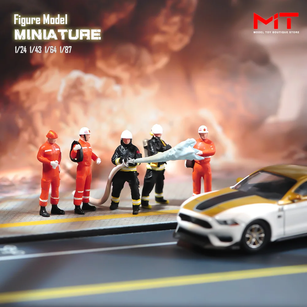 

Miniatures Figurine 1/87 1/64 1/43 1/24 1/18 Firefighters at the rescue site Scene Figures Diorama Mini Doll Model DIY Props