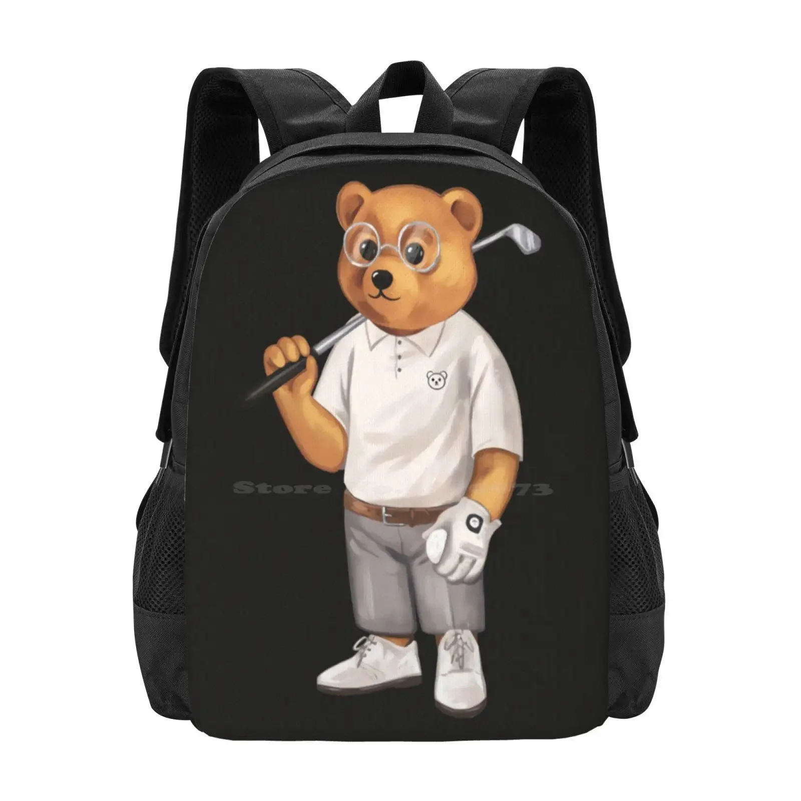 

Stick Golff Backpack For Student School Laptop Travel Bag Teddy Bear Baron Bear Skateboard Bear Basketball Cool Bear Usa Rich