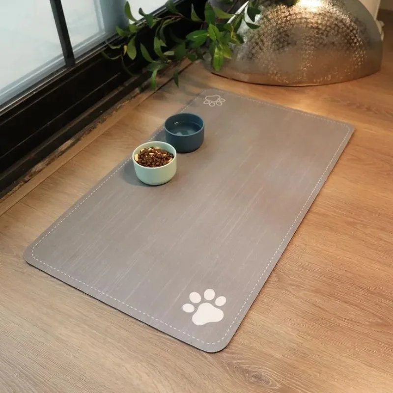 Super Absorbent Pet Food Mat Multi Style Pet Themed Wood Grain Designs NonSlip Waterproof Mat for Dog Cat Feeding Area
