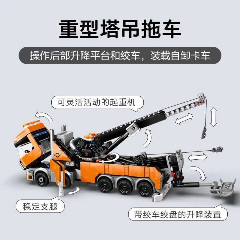 Compatibile MOC Set Serie Città Camion da traino pesante e autocarro con cassone ribaltabile Modello Building Blocks Giocattoli per bambini Regali di Natale 60467