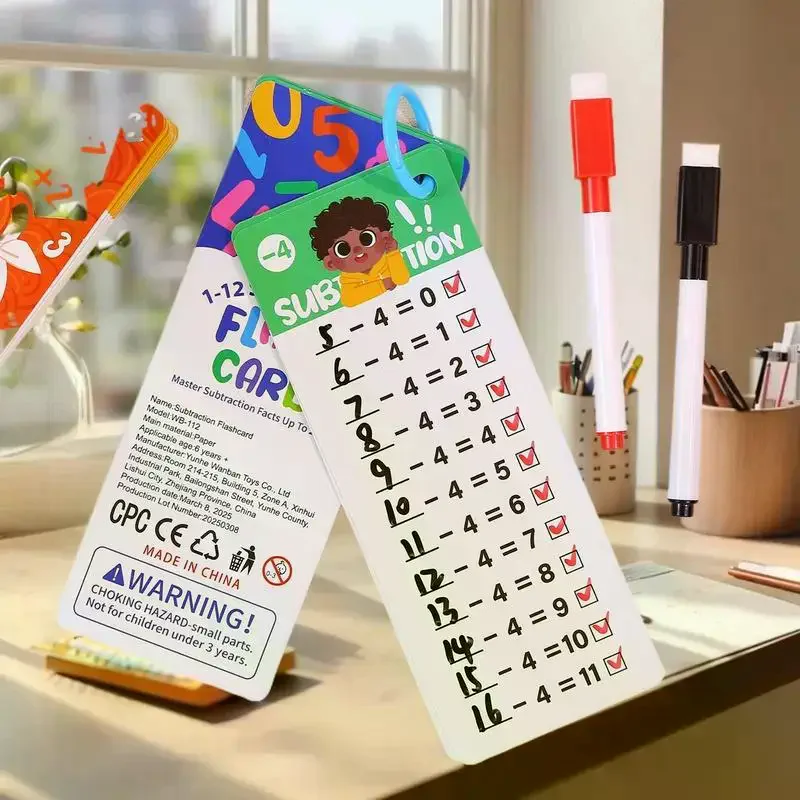Giocattolo educativo matematico per bambini della scuola primaria; Set di schede flash per addizioni, sottrazioni, moltiplicazioni e divisioni