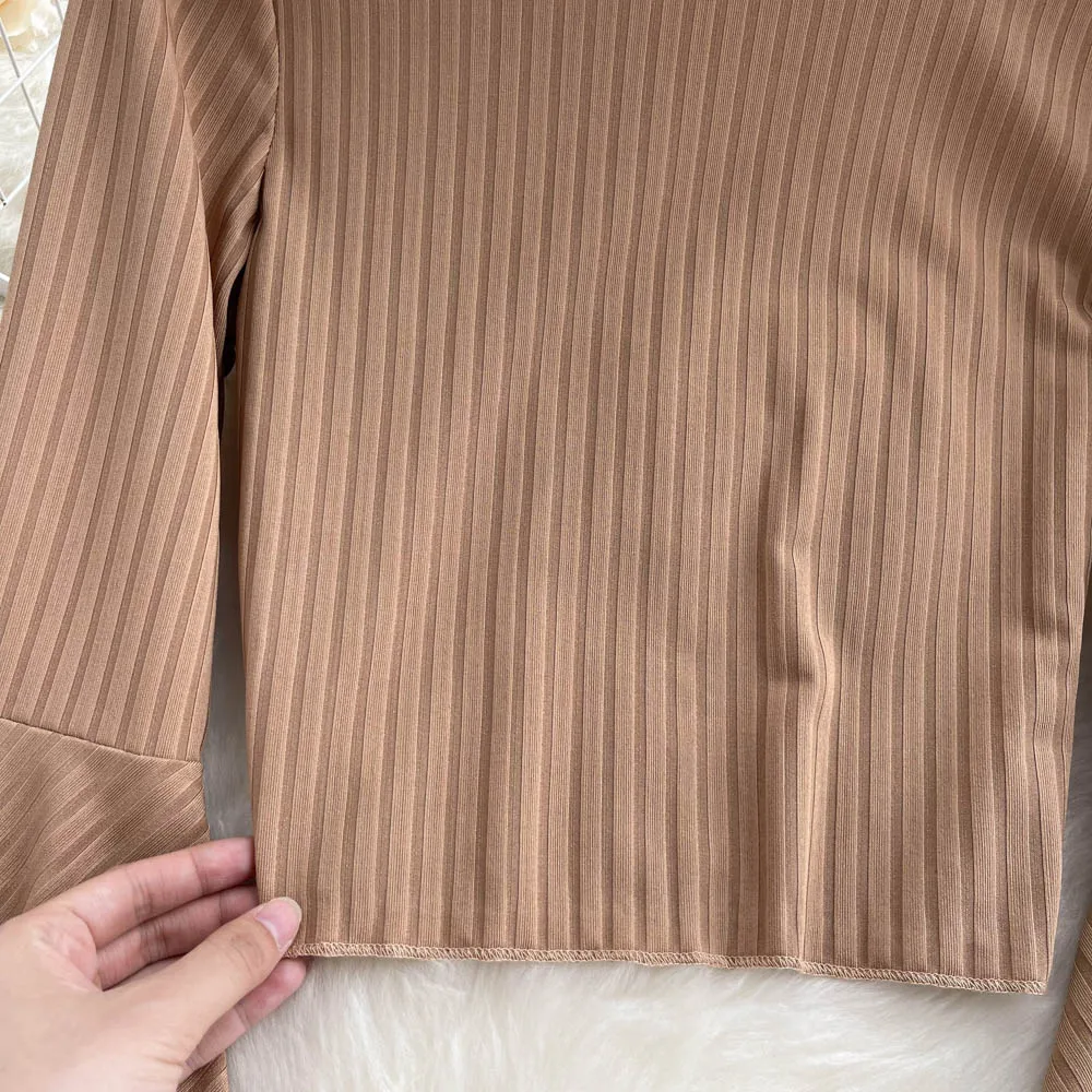 Chemisier plissé Chic à manches évasées, col rond, Slim, Sexy, chemise douce pour femmes, Streetwear, mode coréenne, haut court Y2k