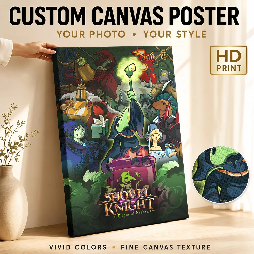 Shovel Knight Plague Of Shadows Character Collage Canvas Posters Dark Wall Decor With Customized Photo For Teen Room Ideal Gift