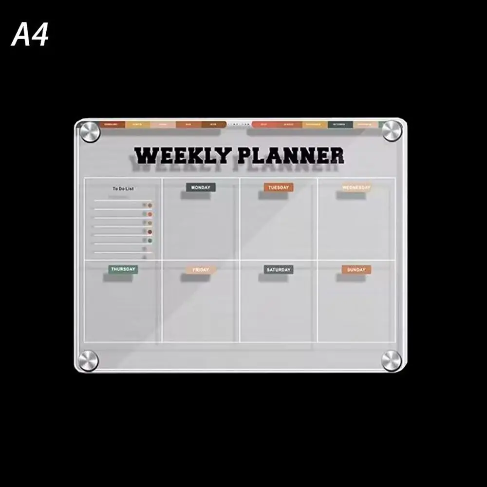 Reusable Magnetic Acrylic Calendar Accessories Universal Durable Planner Calendar Easy Erase Weekly Planner