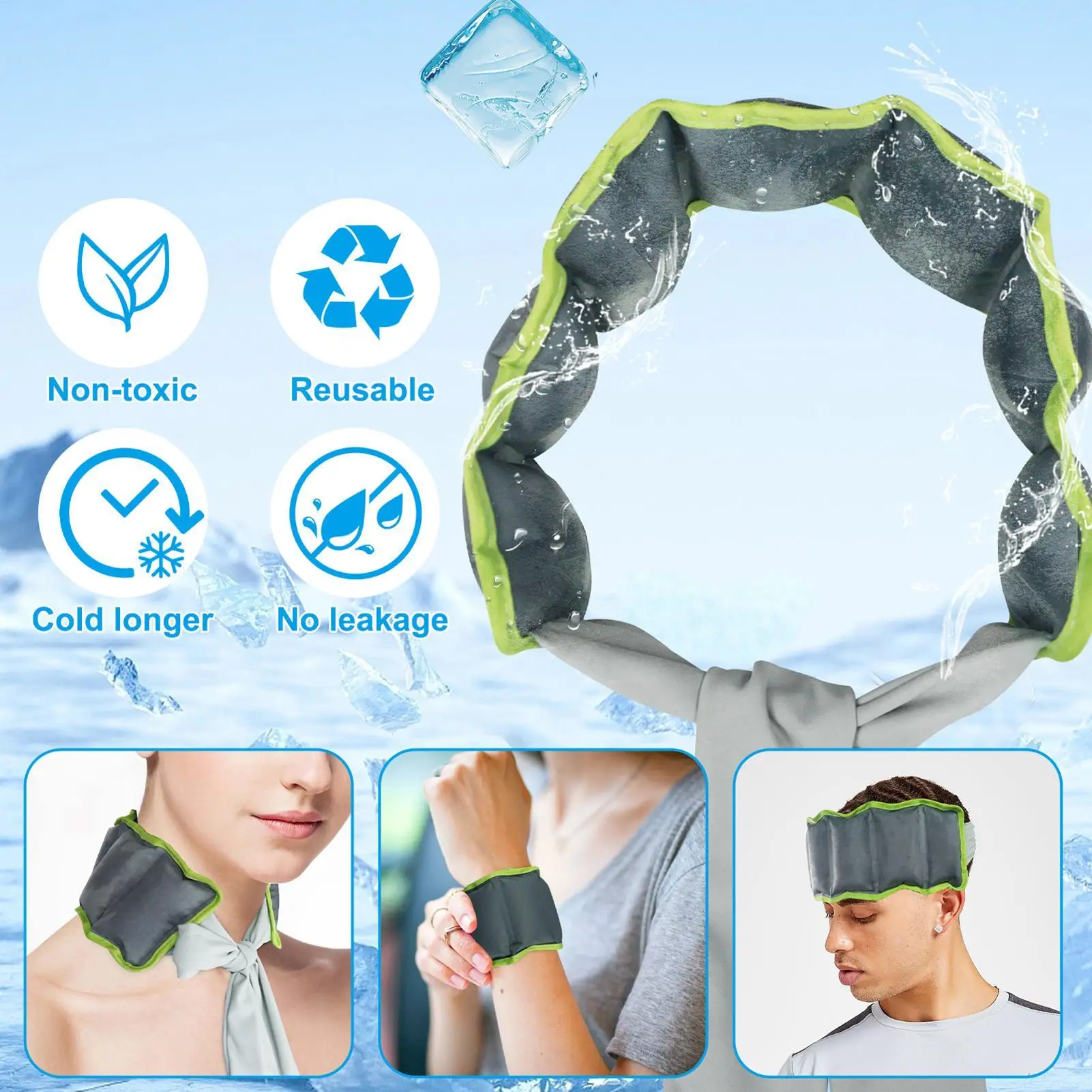 Lenço de resfriamento de pescoço envoltório de gelo para pescoço equipamento de uso diário tempo quente esportes ao ar livre toalha para ciclismo corrida caminhadas pesca