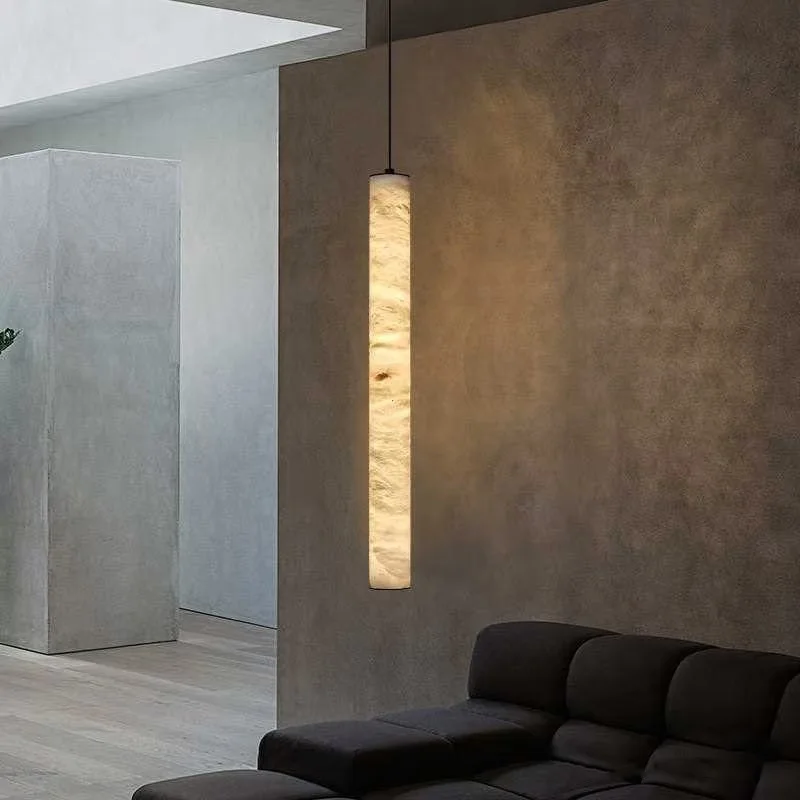 

American Style Marble & Metal Pendant Lamp, Dimmable Lustre Chandelier for Bedroom Headboard, Bar, Living Room & Villa