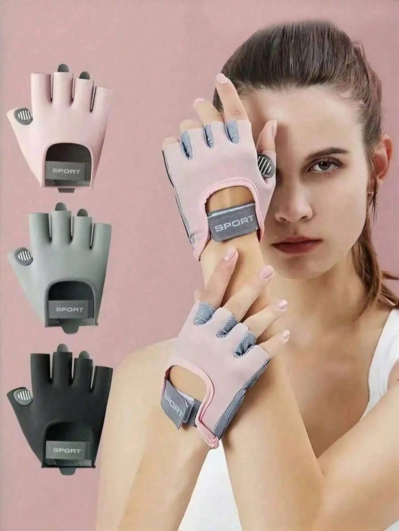 

1 Pair Sports Gloves For Men And Women, Non Slip Air Cushion, Shock-Absorbing Half Finger Gloves, Iron Yoga, Ice Silk, Breathabl