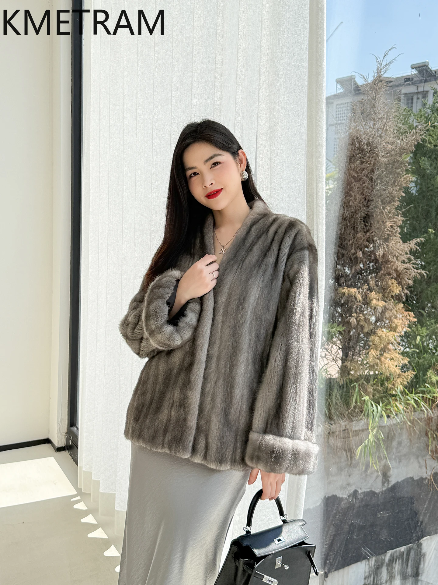 KMETRAM 100% abrigos de piel de visón de terciopelo mujer abrigo de piel auténtica de gama alta 2025 corto invierno elegante nuevo en prendas de vestir exteriores куртка зимня ж✪......