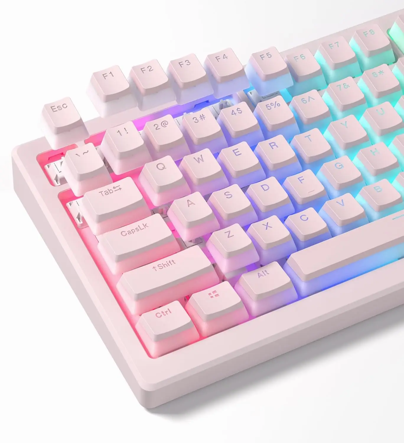

Mechanical Keybaord Keycaps Pudding PBT Pink Cute Keycaps Shine Through Key Cap OEM Profile for 60 65 75 100 Percent 130 Keys