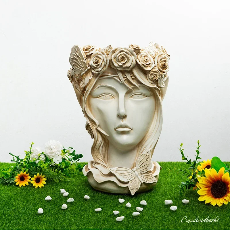 

Goddess Face Head Planter Sculpture Cactus Herb Pot Home Decor Bedroom Bar Crafts Art Plant Flowerpot