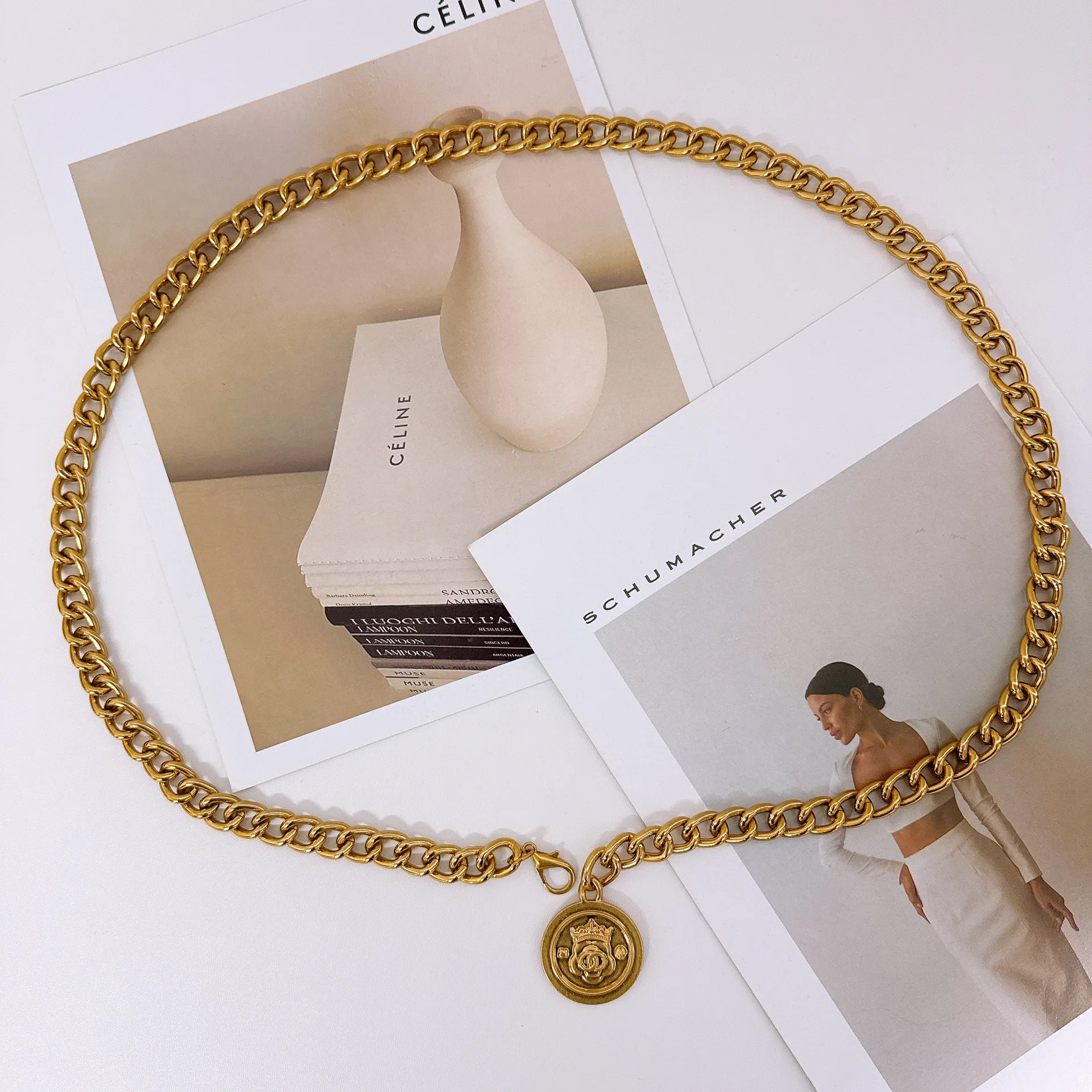 2025 Punk Hip Hop Style All-match Waist Chain Moon Vintage Metal Womans Belt for Dress Vintage High Waist Chain Belt for Women