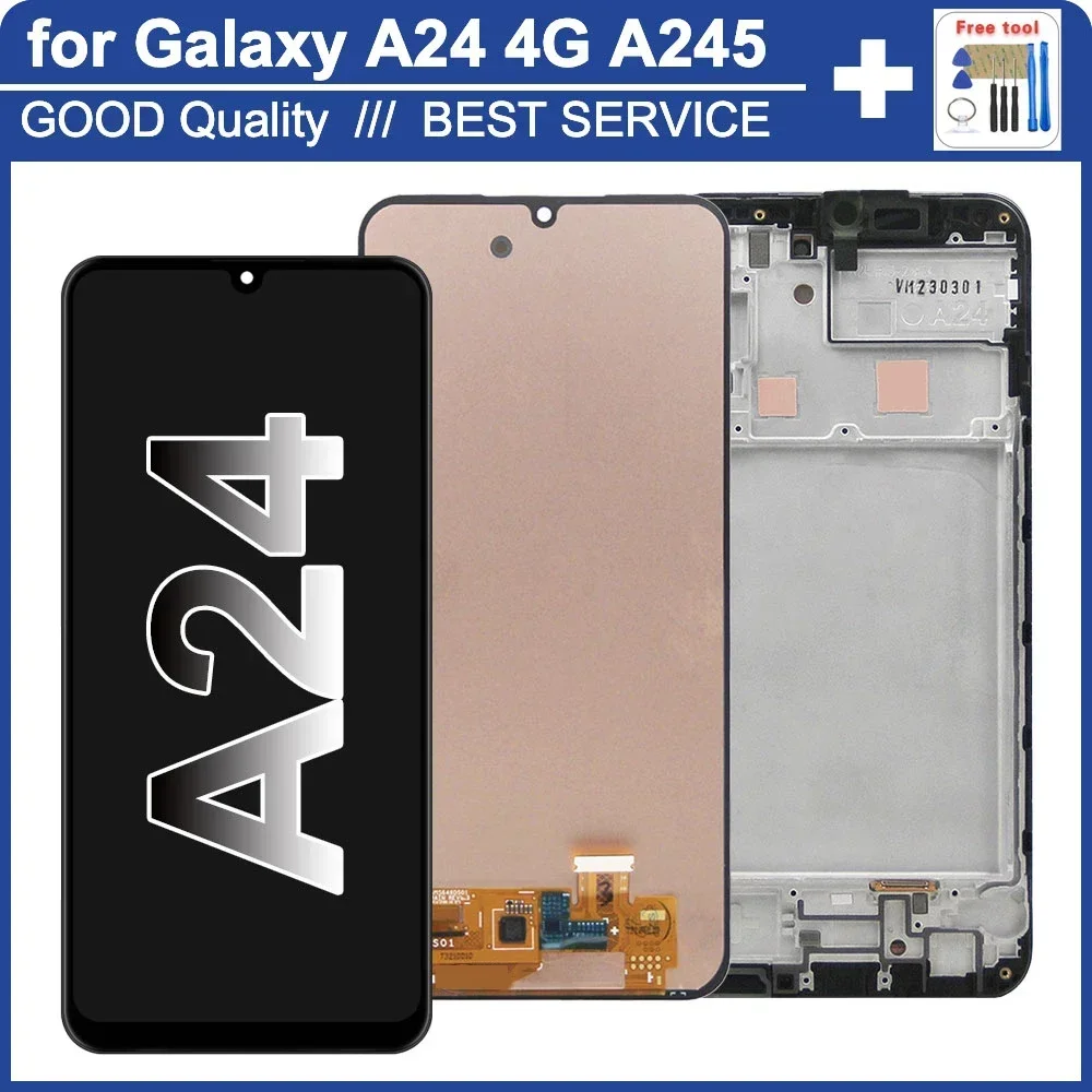 Tested AMOLED Display for Samsung Galaxy A24 4G LCD Display Touch Screen Digitizer for Samsung A24 A245F LCD Display Replacement