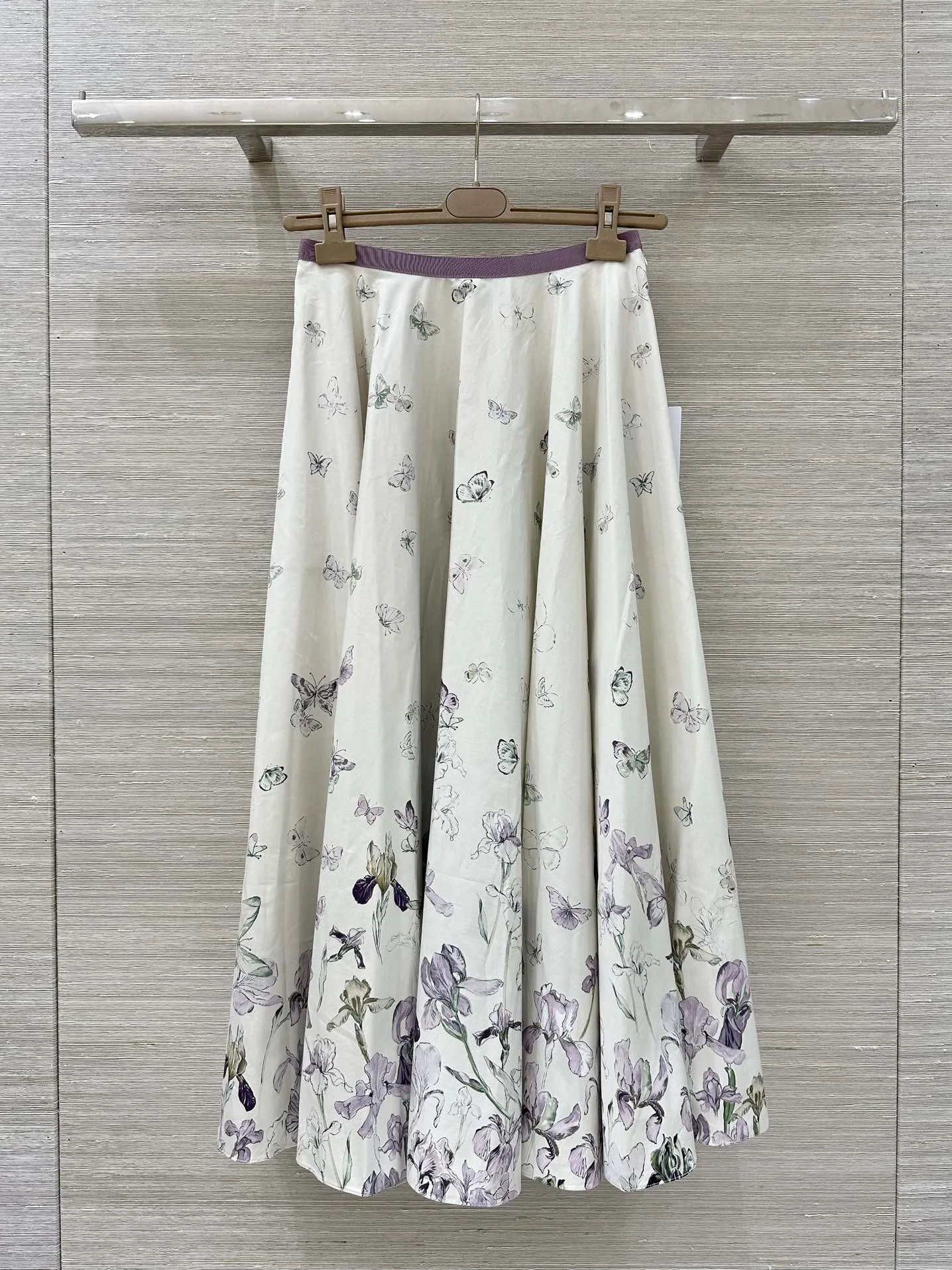 

Длинная юбка А-силуэта из шелкового хлопка с принтом «Ранняя весна», с завышенной талией, повседневная, женская, модная, с цветочным узором «Ирис», длиной до колена