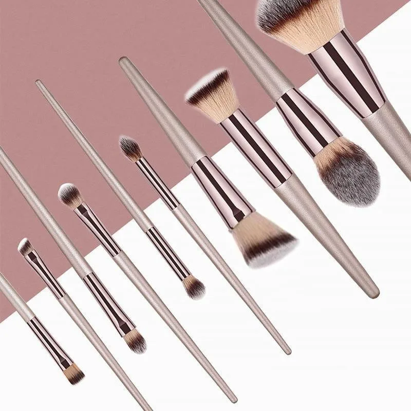 10 pièces pinceaux de maquillage nez contour ombre à paupières brosse Champagne or voyage pinceaux de maquillage pour tous HZS11