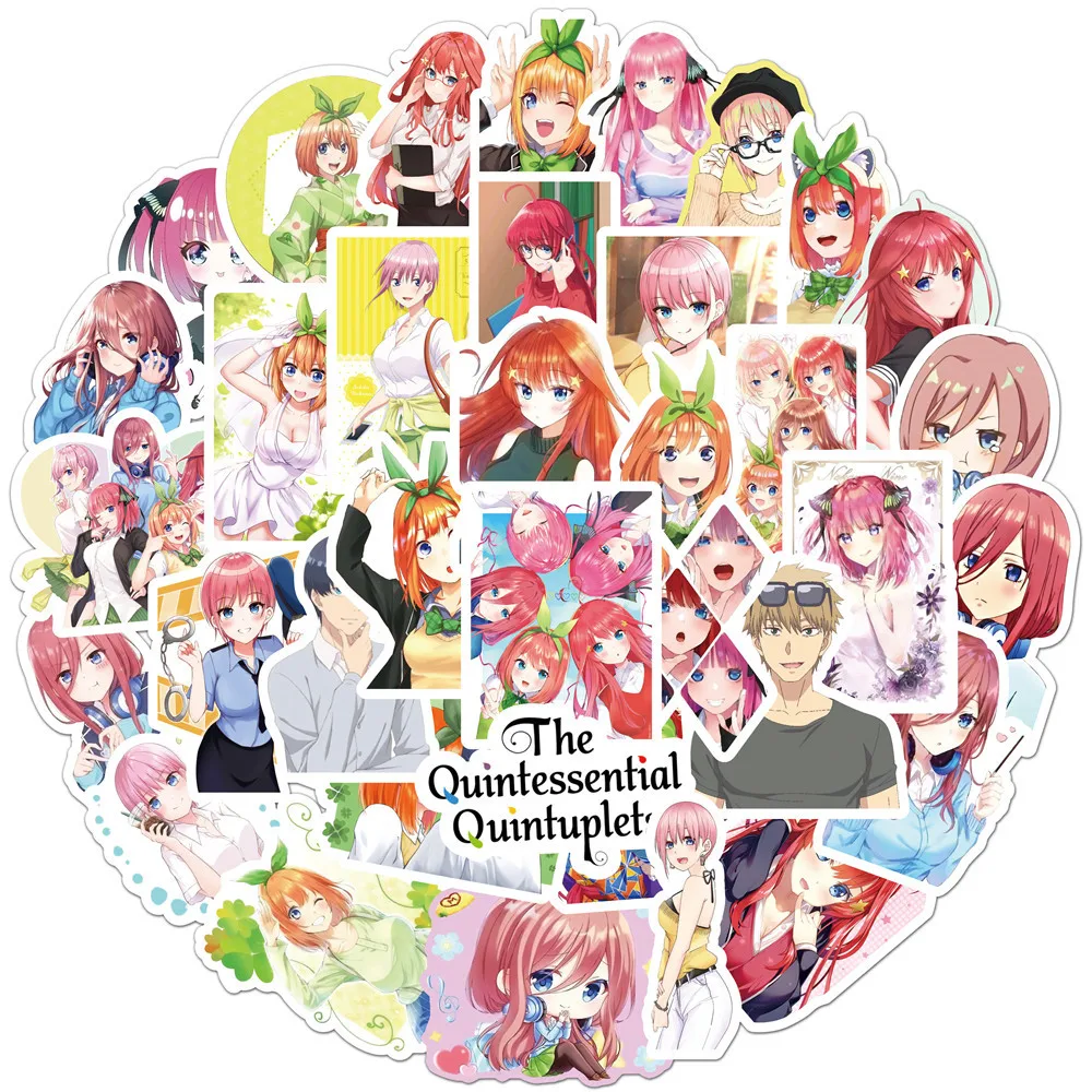 50pcs The Quintessential Quintuplets Stickers Nakano Miku Itsuki Anime Sticker Kawaii Nakano Nino Yotsuba Cartoon Decals