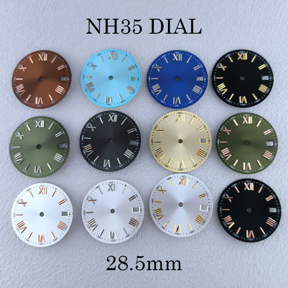 Dial Jam Tangan Pria NH35 Dial Logo Kustom Dial 28.5mm Hitam Hijau Biru Dial Cocok untuk Mesin Jam NH35/NH36 Aksesoris Jam Tangan Alat Perbaikan