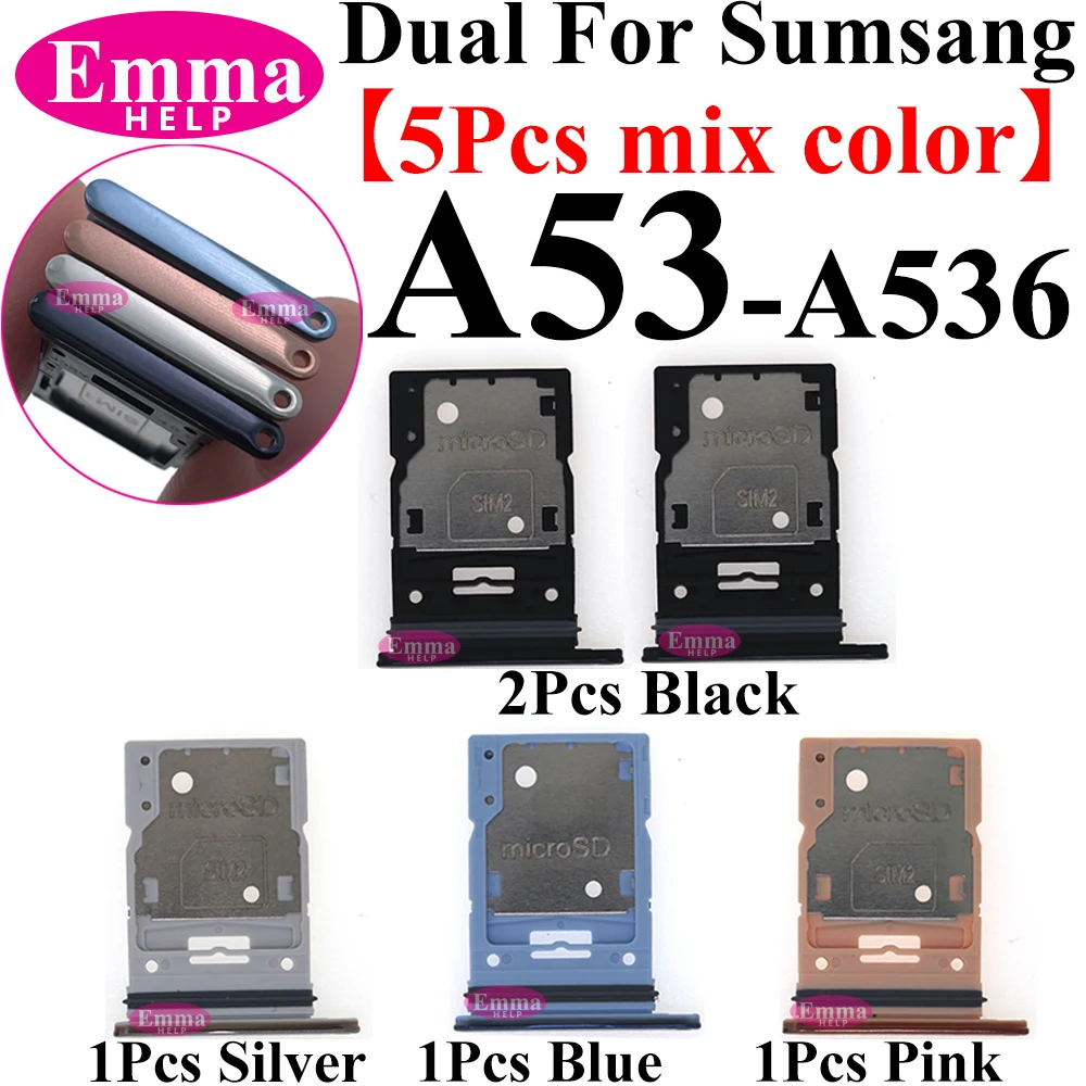 Adaptador de ranura para Chip SIM de teléfono, cajón para Samsung A14, A13, A34, A54, A10, A20, A50, A30, A33, A53, A73, 5 unidades