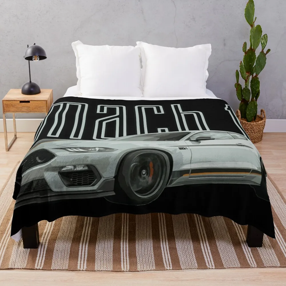 

MACH 1 Mustang GT 5.0L V8 Performance Car Fighter Jet Gray Throw Blanket