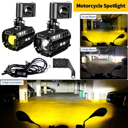 Motorcycle Spotlight 80W 18000LM 3000-6000K Low Beam High Beam Headlight Bright Auxiliary Flashing Spotlight Fog Lights