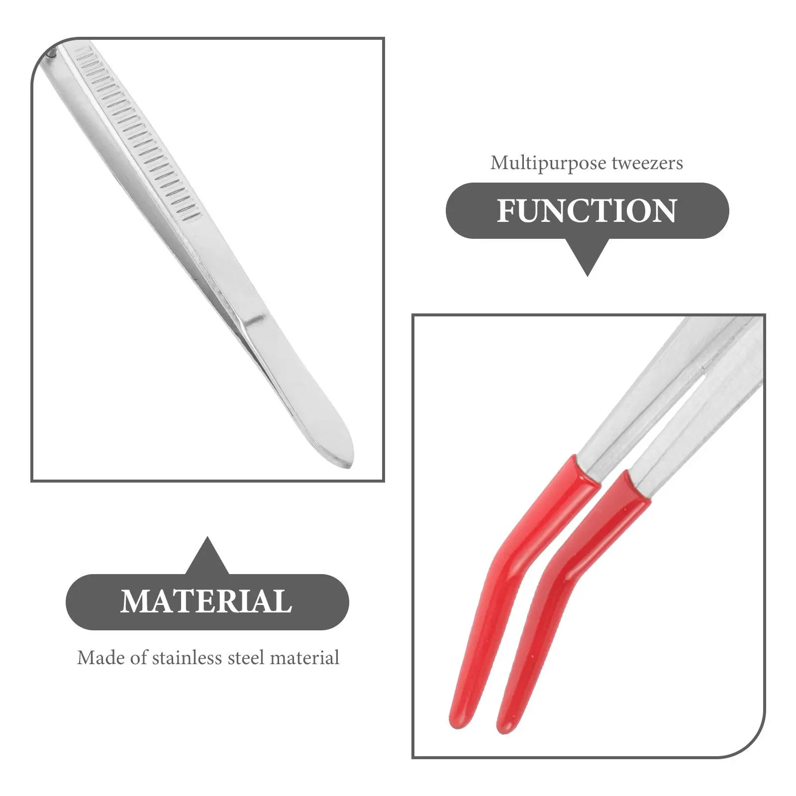 2Pcs Long Stamp Tweezers Stainless Steel Lightweight Comfort Grip for Eyelash Applicator False Lashes Jewelry Making Photo Craft - view 2