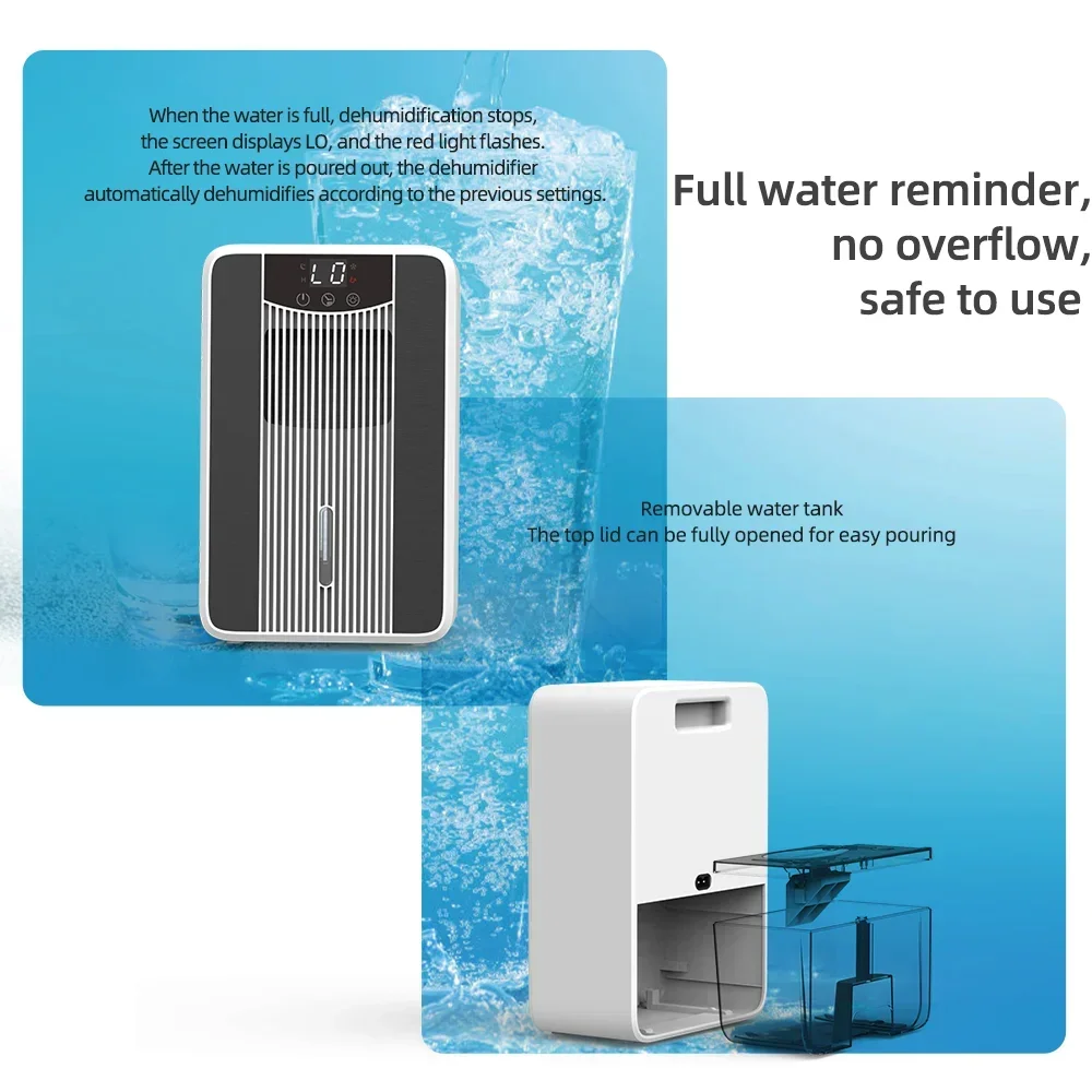 مزيل الرطوبة الممتص للرطوبة لغرفة النوم والمكتب المنزلي بسعة 42 أونصة، تشغيل صامت، مع أضواء ملونة، مفتاح مؤقت