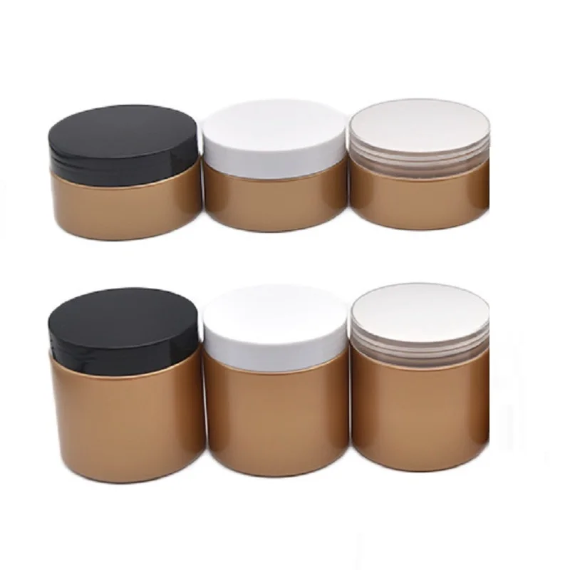 24pcs Containers Plastic Jars Glossy Gold PET  250g 200g 150g 120g 100g Wide Mouth Hair Wax Bottle Empty Cosmetic Cream Pots