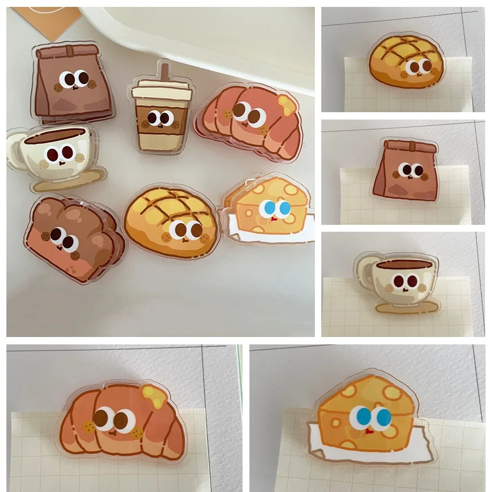 Mini Bread Cute PP Clip Decorative Paperclip Cartoon Memo Clip Double Sided Bookmark Acrylic Paper Clip Photo Clamp