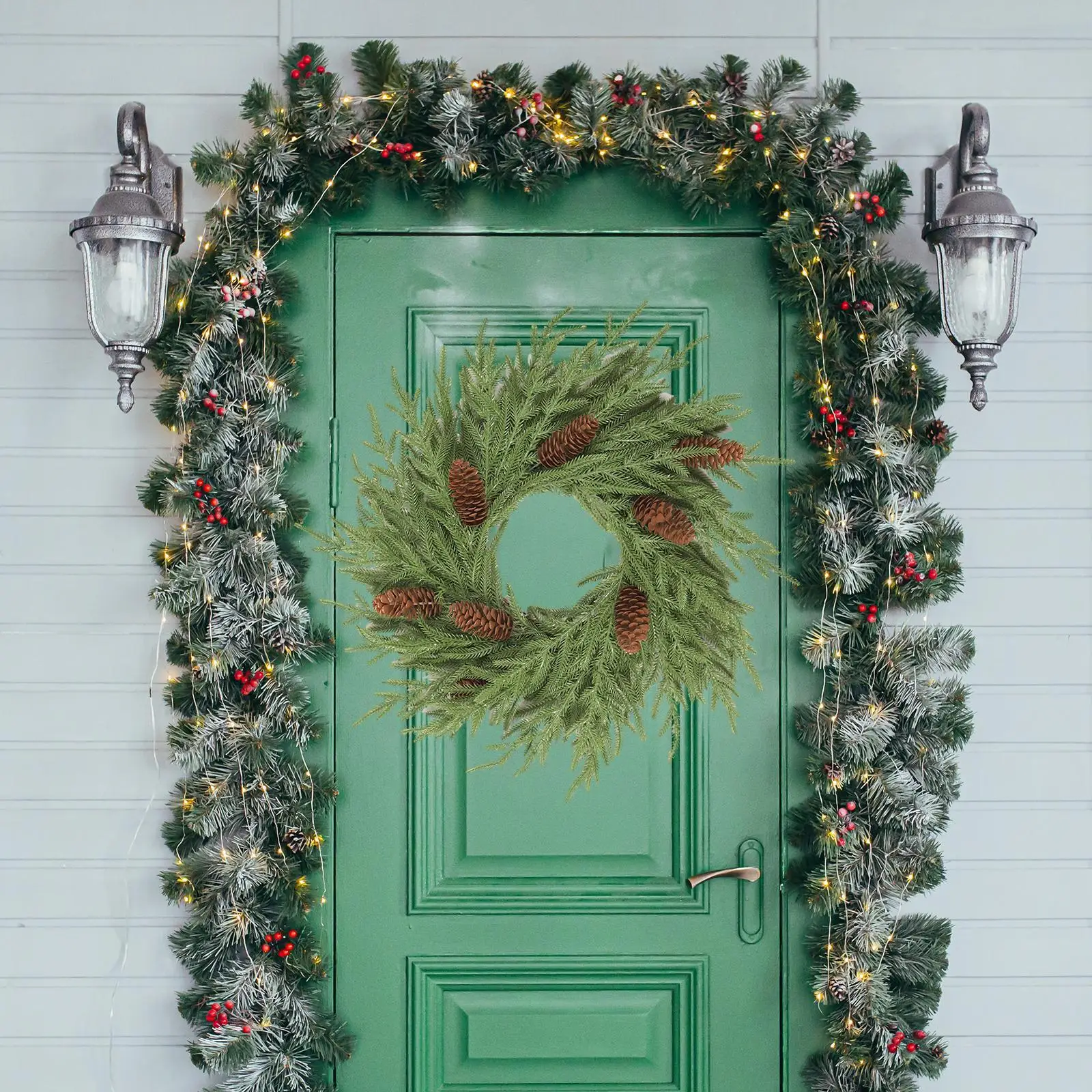 

Christmas Wreath Centerpiece Artificial Greenery Wreath for Home Office Wall