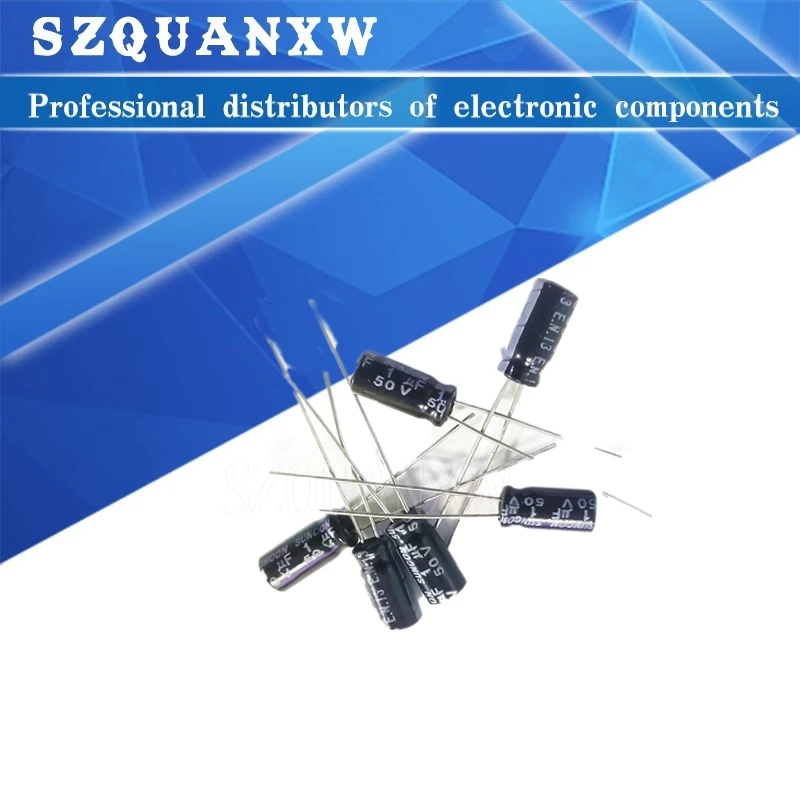 20ks 50V aluminium elektrolytické kondenzátor 50V 0.47UF 1UF 2.2UF 3.3UF 4.7UF 10UF 22UF 33UF 47UF 100UF 220UF 330UF 470UF 0.47/2.2