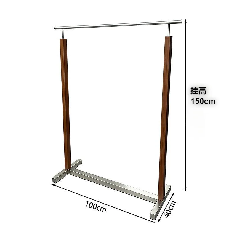 Walnut Nakajima Hanger Men's and Women's Clothing Black Stainless Steel Display Shelf