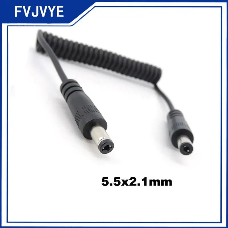 1m DC 5.5*2.1/2.5mm Male To Male Double Bend Double Straight Head Monitoring Power Supply Connection Wire 12v Spring Wire A2