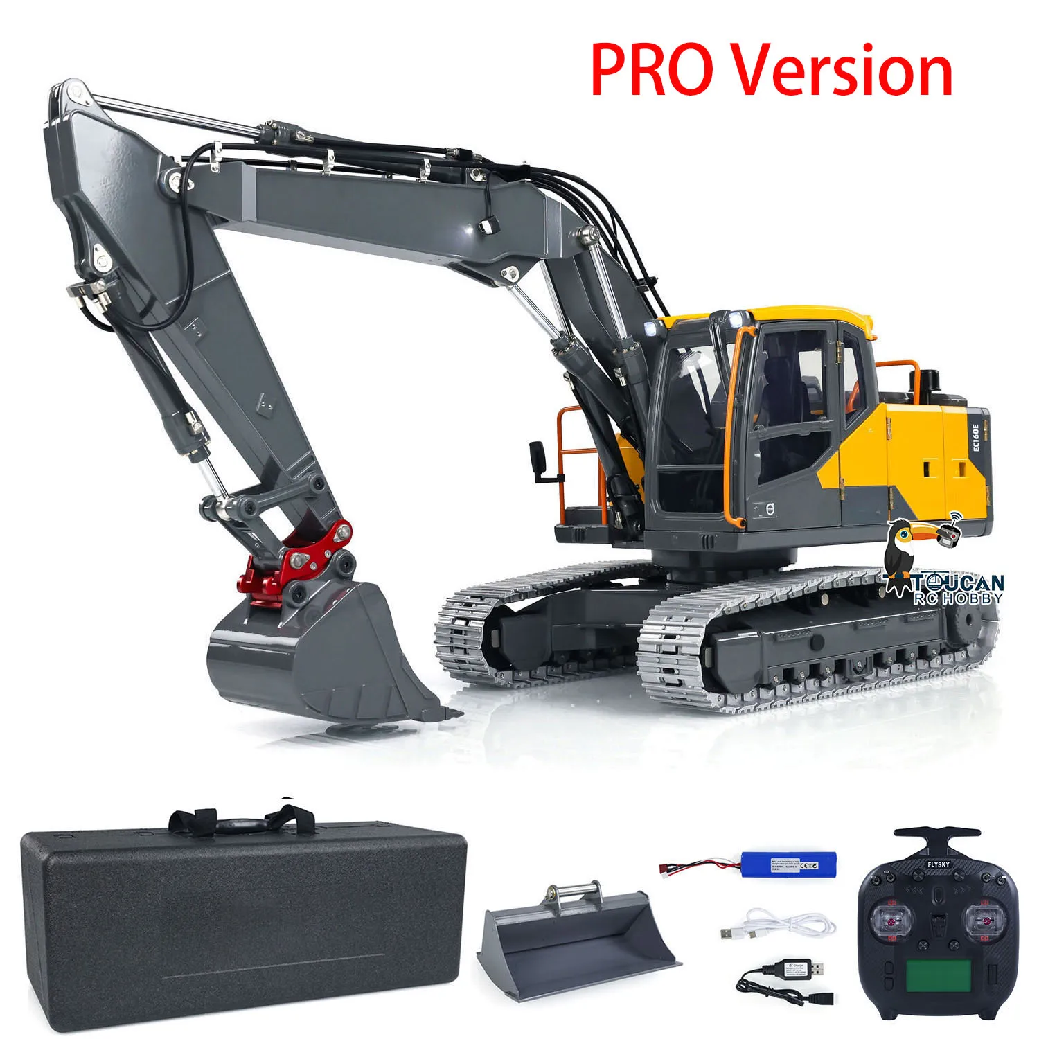 E010 1/14 EC160 RC Digger Modified 3-section Arm Hydraulic Excavator Excavator Model E111 Upgraded Arm RC Car Trucks Model Toys