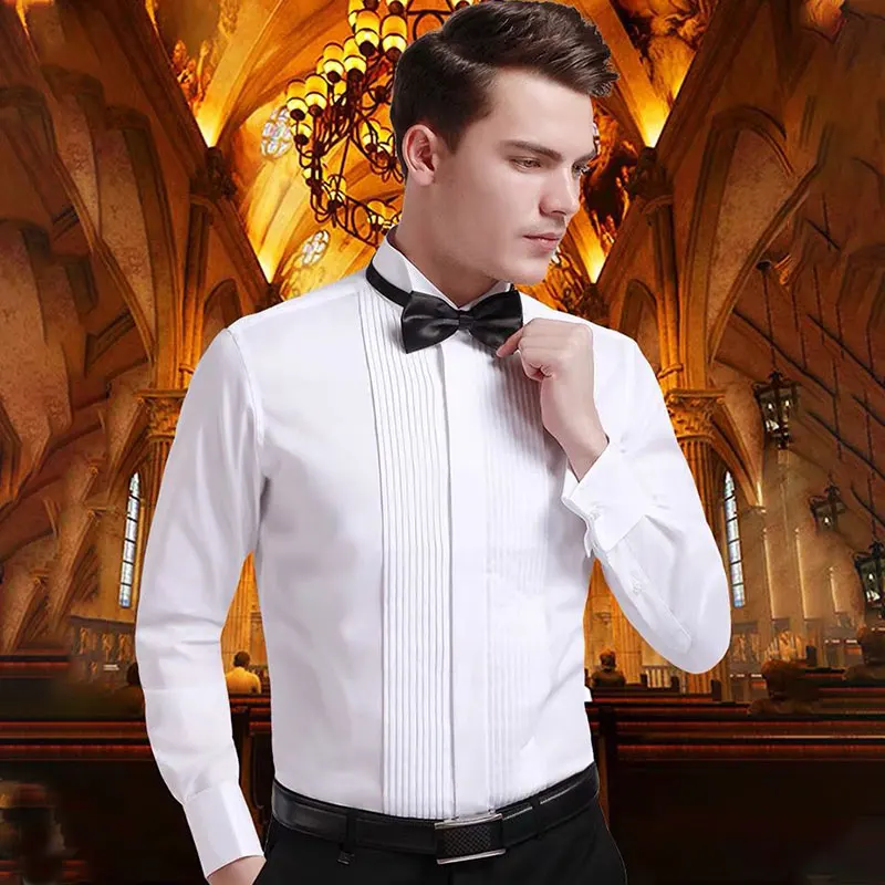 

6XL Men's Long Sleeve Shirt Formal Dress Plus Size Tuxedo Wear Free Wear Anti-wrinkle Business Casual High Quality Solid Color
