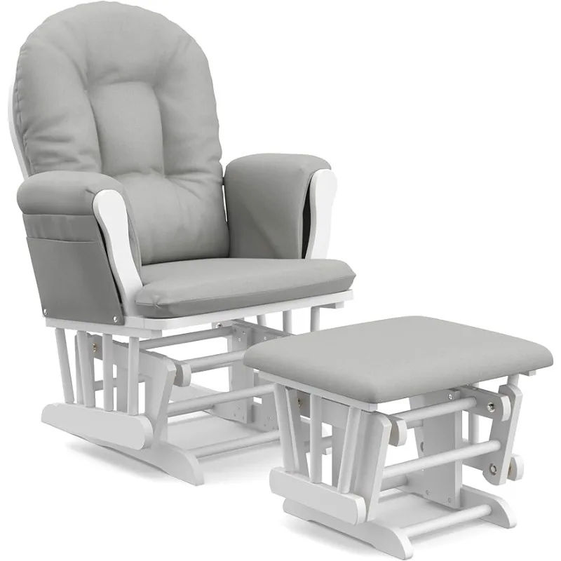 

StorkCraft Hoop Glider and Ottoman Cushions, White with Light Gray Glider & Ottoman Sets