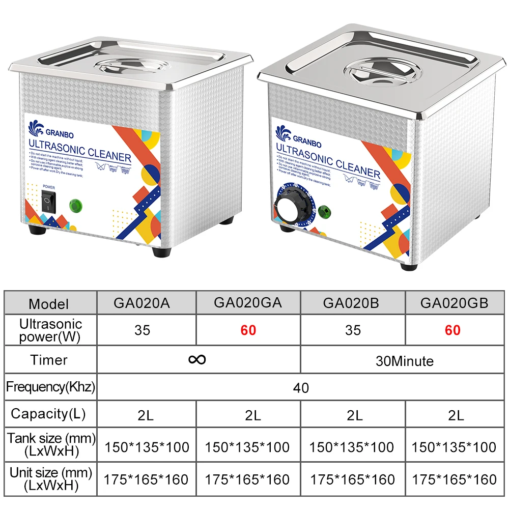 Granbosonic Economical Cleaning 60W 2L Ultrasonic Cleaner for Glasses Jewelry Dental 3D Model Small Nozzle