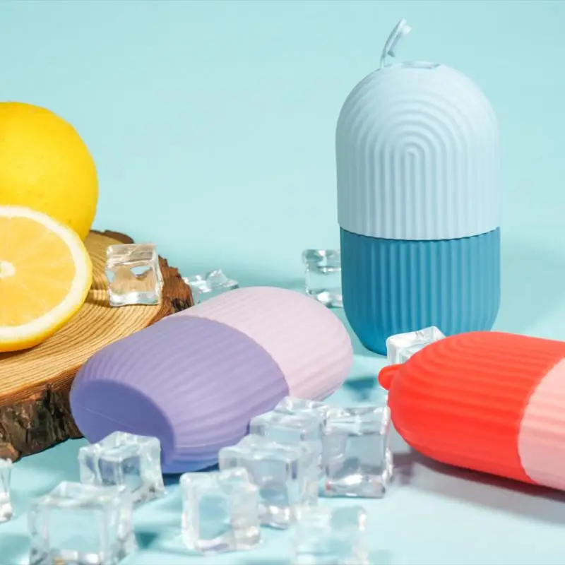 Silicone Cube Tray Shape Face Facial Ice Roller Massage Face Massage Roller Frozen Facial Reusable Ice Face Roller Skincare Tool
