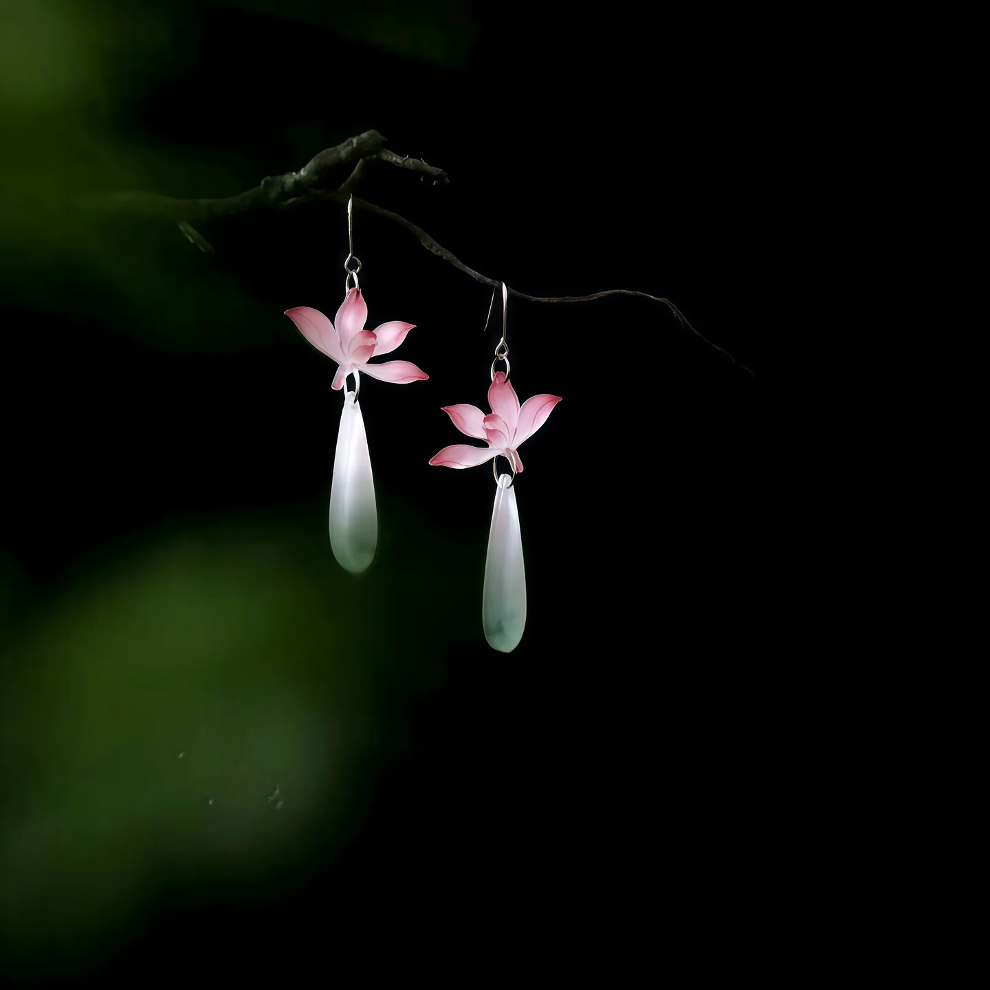 Chinese Style Hanfu Pink Magnolia Flower Water Drop Dangle Earrings Elegant Fairy Aesthetic Traditional Cheongsam Ancient Costum