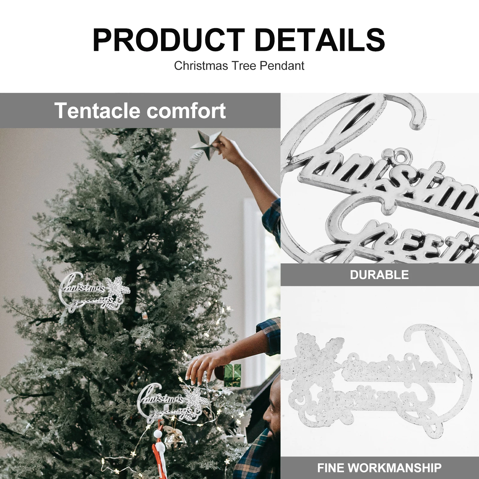 

30 PCS Xmas Tree Letters Ornaments Christmas Card Decoration Merry Tag Tags Decorative Items Silver