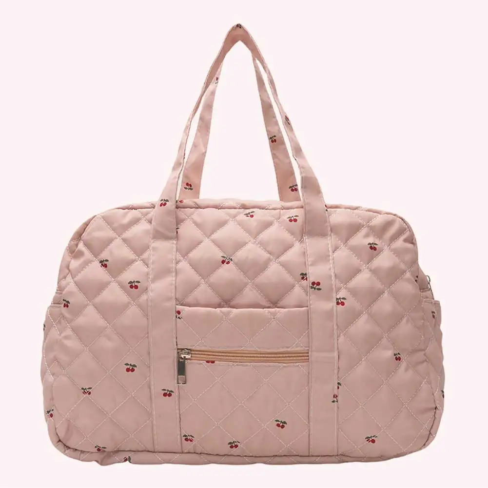 

Women Diamond Lattice Shoulder Bag Large Capacity Floral Puffy Tote Handbag Quilted Padding Tote Bag Female Shopper Bag
