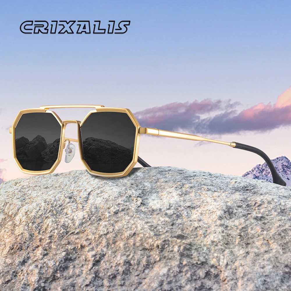 CRIXALIS Steampunk Quadrat Sonnenbrille Männer Retro Metall Rahmen Sonnenbrille Frauen Vintage Trendy Punk Mode Polygon Shades UV400