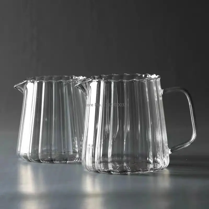 150/410/575ml Stripe Heat-resistant High Borosilicate Glass Teahouse  Tea Set Accessories Chahai Milk Glass Pitcher Coffee Pot