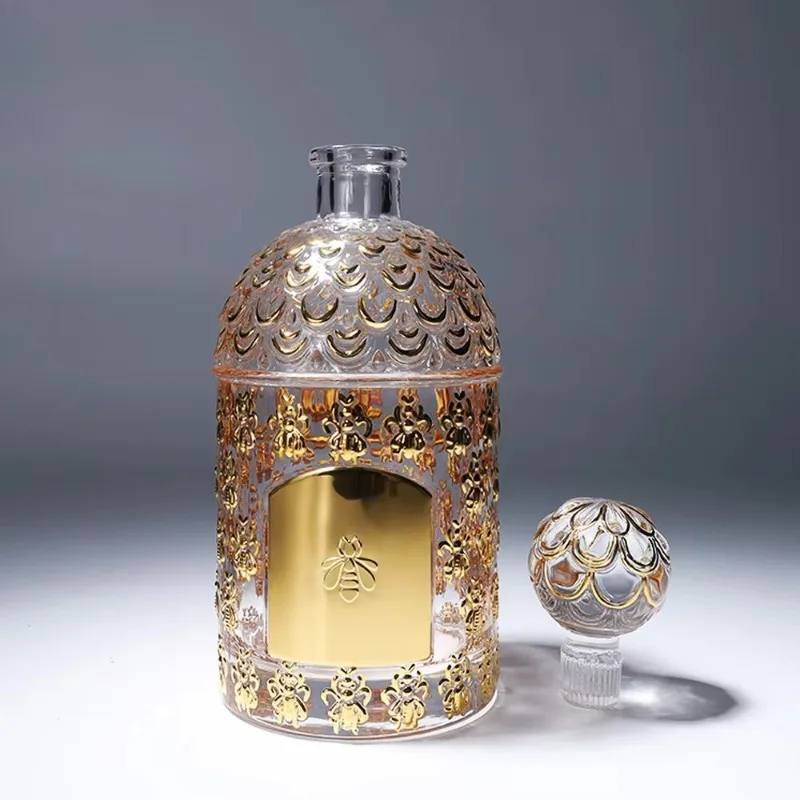 500ml Gold-plated Handmade Crystal Glass Perfume Bottle Refillable for Business Housewarming Holiday Gift Empty Fragrance Vessel