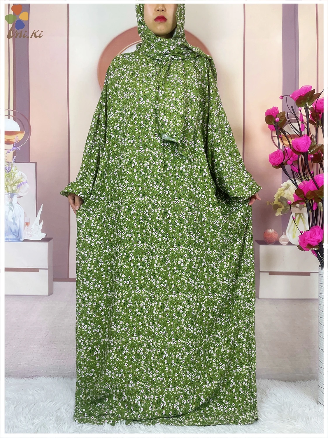 Mulheres muçulmanas Abayas Ramadan Prayer Dress, Vestido solto impresso, Robe Oriente Médio, Roupas de algodão, Dubai, Turco, Novo, Africano