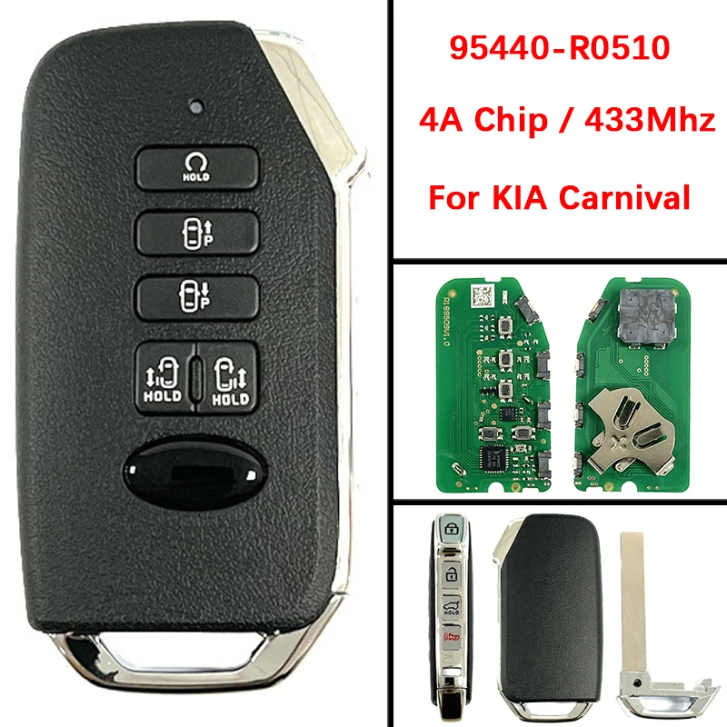 

CN051210 Послепродажный 9-кнопочный смарт-брелок 4A чип 433 МГц FCC 95440-R0510 пульт дистанционного управления с автоматическим запуском без ключа для KIA Carnival 2022+