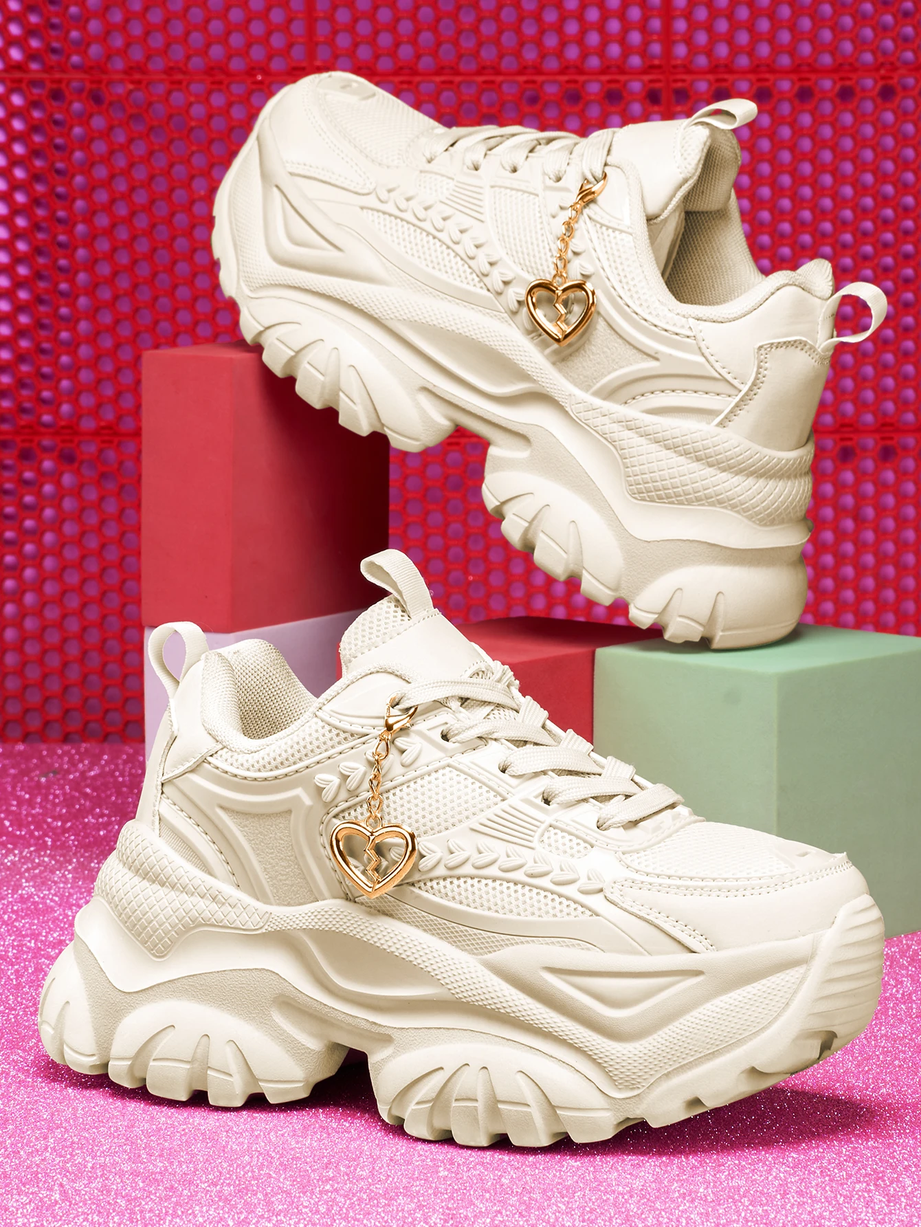 Damen-Sneaker mit 7 cm Erhöhung der Höhe, Outdoor-Mode, Freizeitschuhe mit 3D-DIY-Abnehmbarer Metallgold-Herz-Dekorationskette, Damen-Sneaker mit EVA-Dicksohle, hoher Plattform, blauen hohen Absätzen, leichter weicher Sohle, stoßdämpfend, rutschfeste Laufschuhe, runde Zehenpartie, einfache Schnürung, Edelsteinblau, große Größen für Studenten, Teenager, Campus, Alltag, Dating, Fitness, Arbeit, Büroschuhe, trendige vielseitige Keilabsatz-Sneaker für Damen. – Detail 27