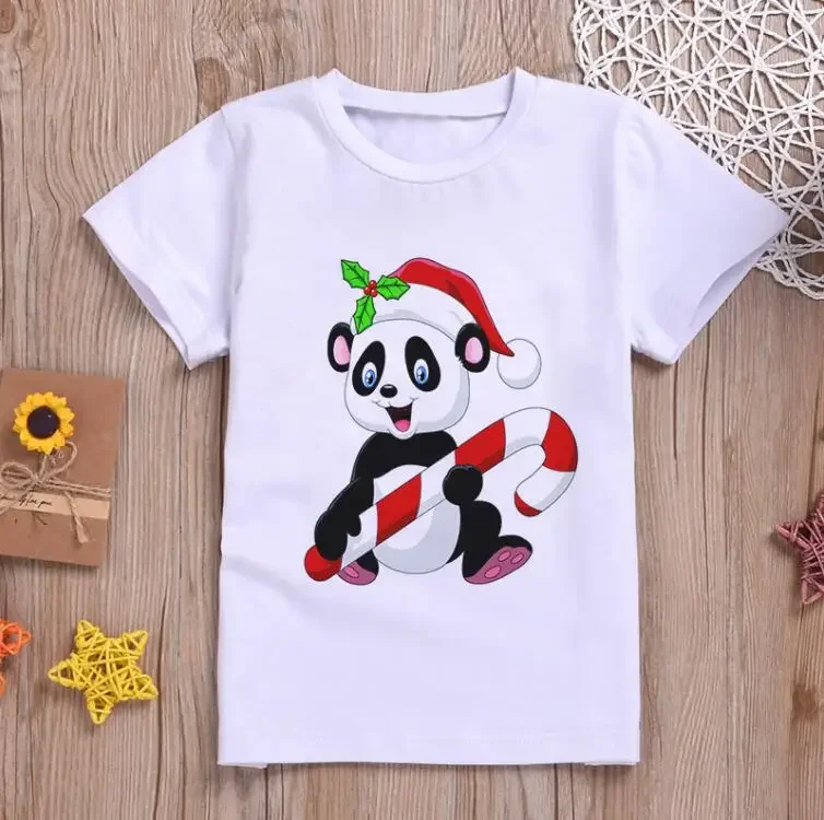 Camiseta nueva de 2024 para niños y niñas, camisetas con diseño estampado de Pandas, osos Polares de bambú, camisetas bonitas de baile Kawaii Harajuku