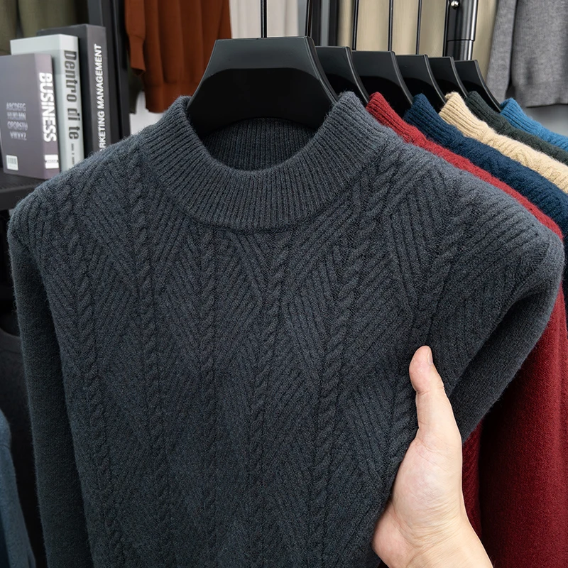 Maglione lavorato a maglia da uomo Autunno e inverno Nuovo maglione base maglione di fascia alta jacquard a collo alto caldo casual