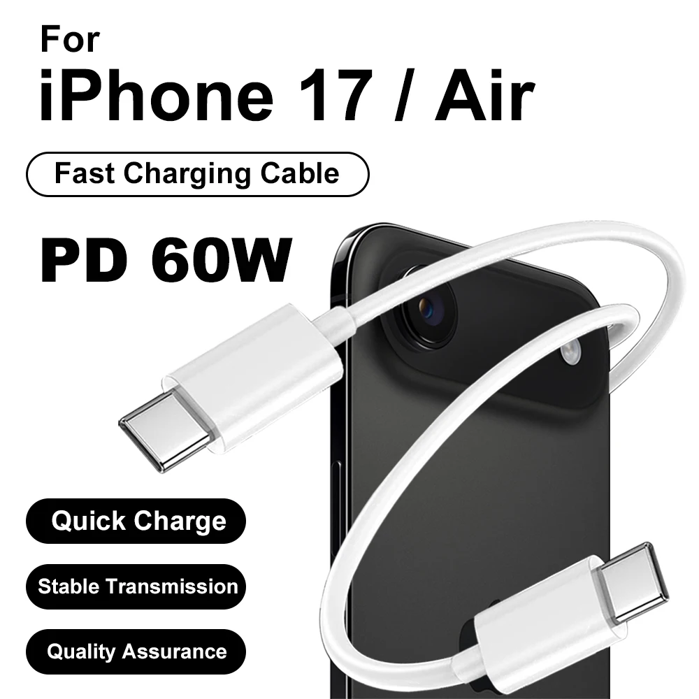 

PD 60W Type C Fast Charging Cord USB C To Type C Charger Data Cable For iPhone 17 Air 16 15 Pro Max iPad Macbook Samsung Huawei